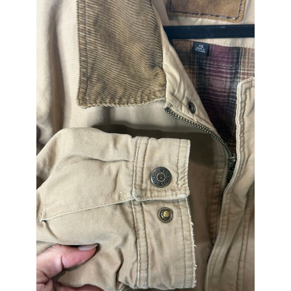 Sonoma Chore Coat Men XXL Tan Brown Corduroy Collar Flannel Lined Full Zip - Picture 7 of 10